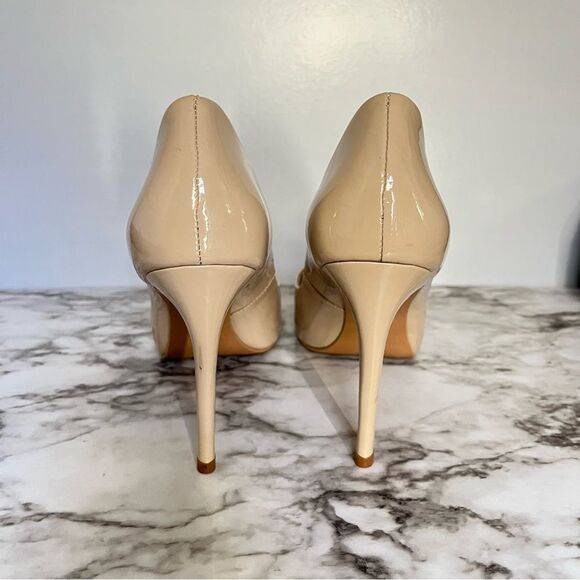 Ukies Tan Patent Leather Heels- Open Toed- Size 7 - Picture 3 of 6